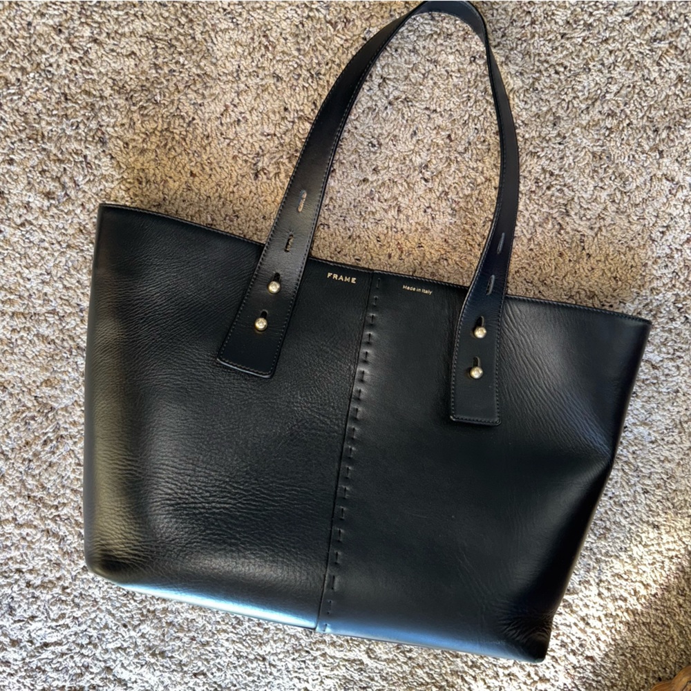 Frame Les Second Large Leather Tote Bag - Noir / Black - Picture 9 of 9